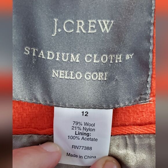 J. Crew Orange Stadium Cloth Nello Gori Wool Blend Coat - Picture 6 of 7